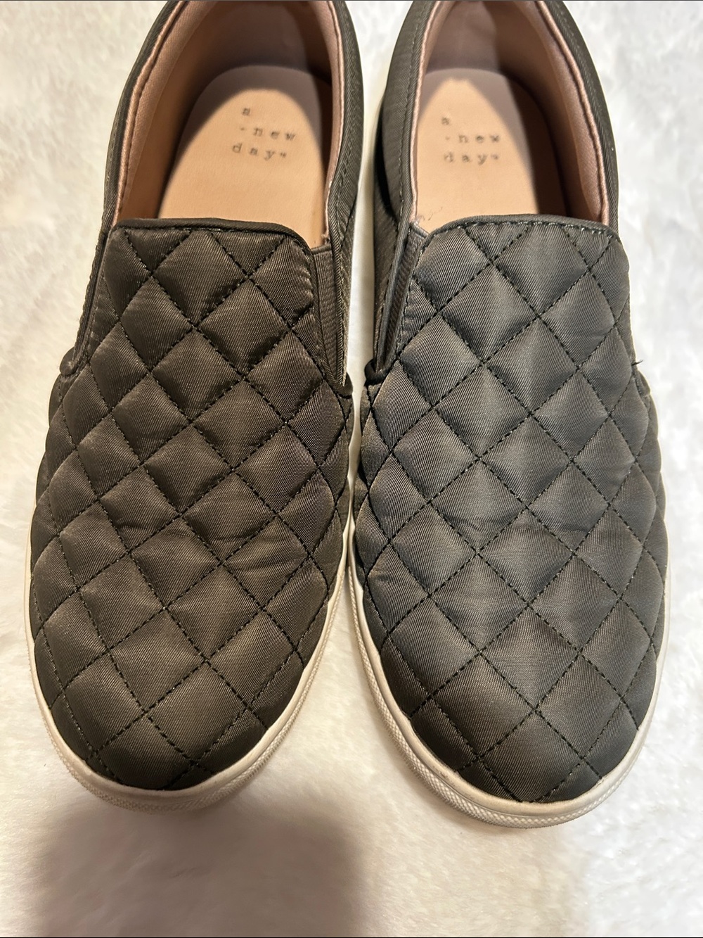 a new day Quilted Slip-On Loafers in Olive green